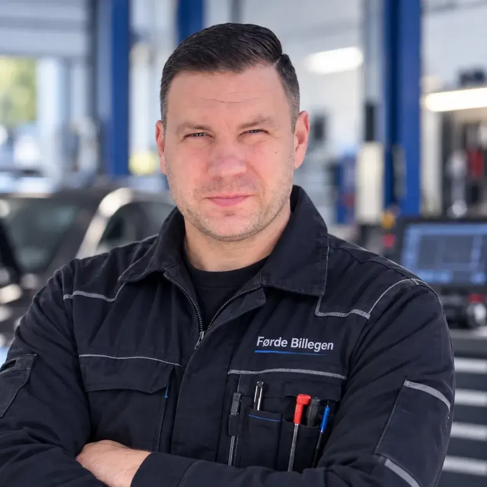 Maksym Markitanov, bilelektriker og eier av Førde Billegen, mobil bilelektriker i Førde